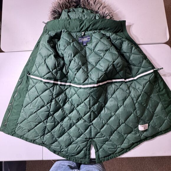 Land’s End Expedition Down Parka Winter Coat Hooded Womens Small Forest Green - Picture 10 of 14